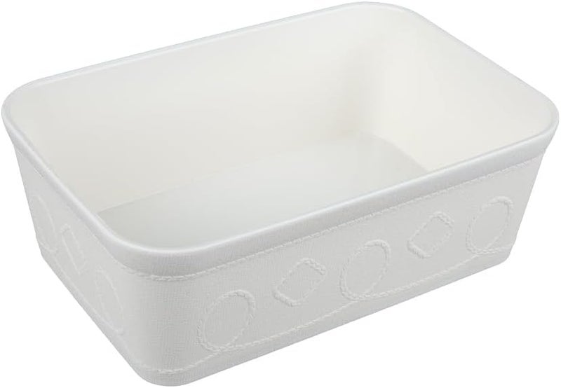 DAISO Stitched Design Storage Basket – Cream (21.5X14.5X7.6Cm) - Image 2